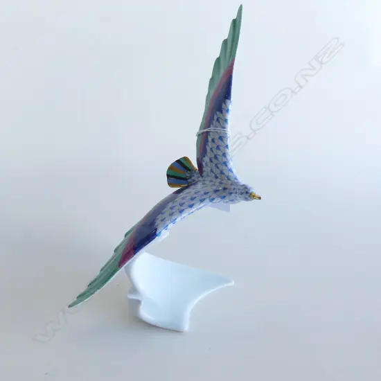 A Herend Porcelain albatross, in blue 'fishnet' pattern